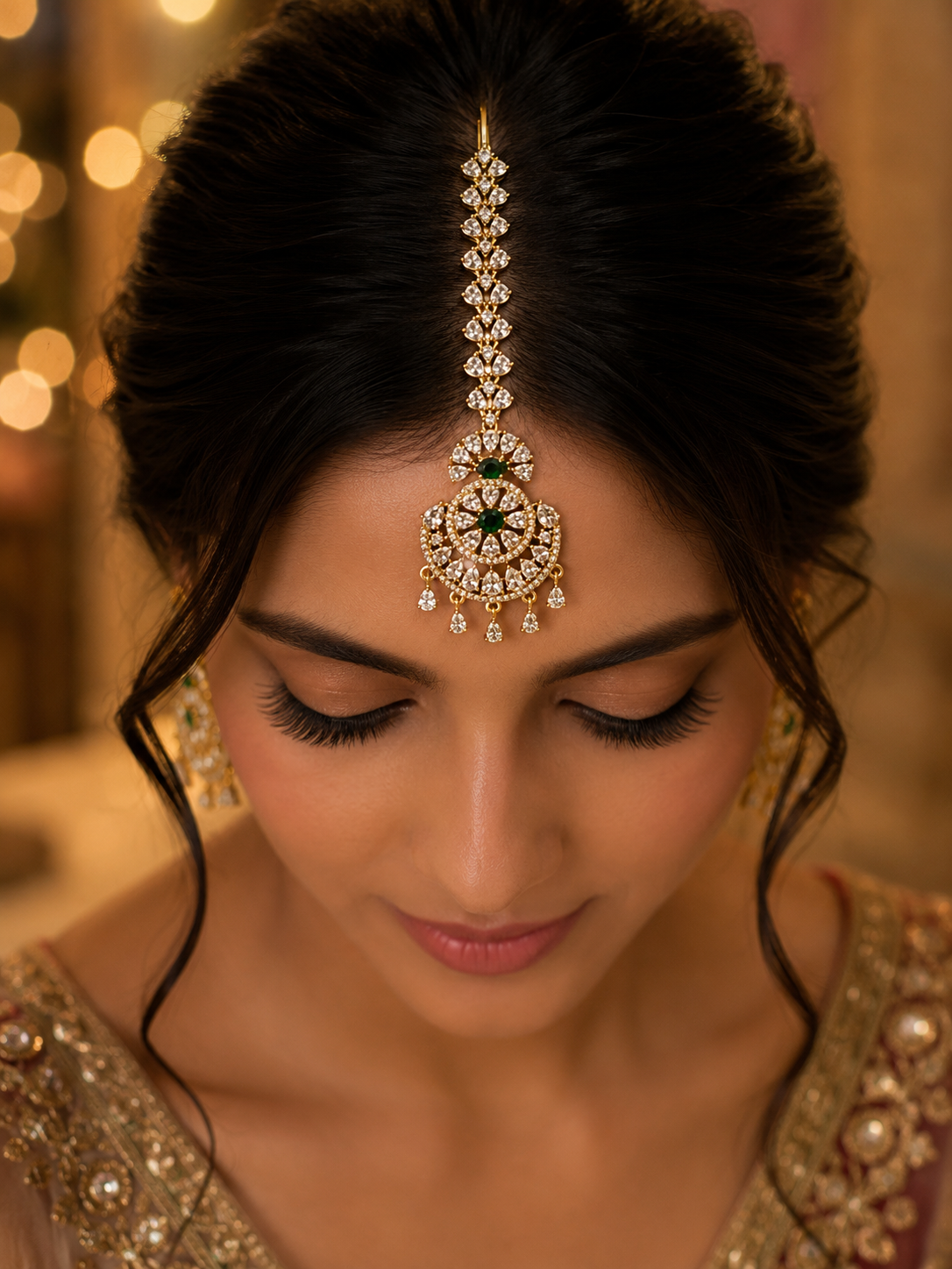Emerald Chandrika Maang Tikka