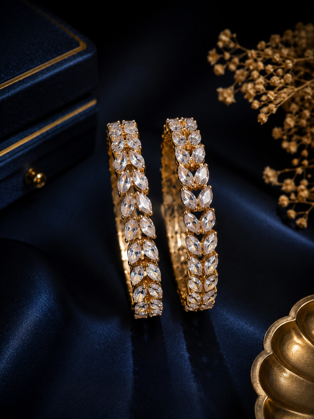 Celeste Leaf Sparkle Bangles