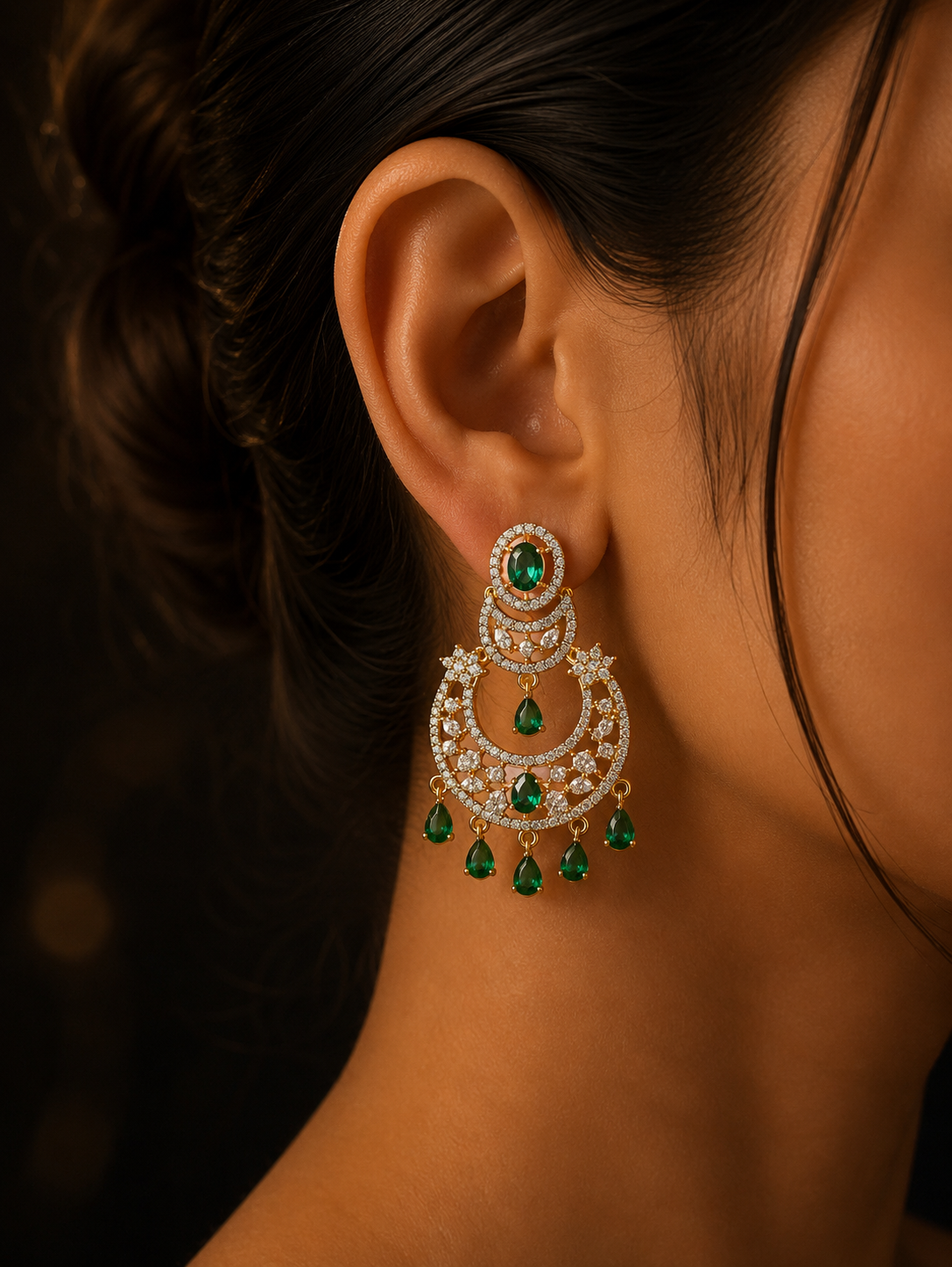 Emerald Noor Chandbali Earrings