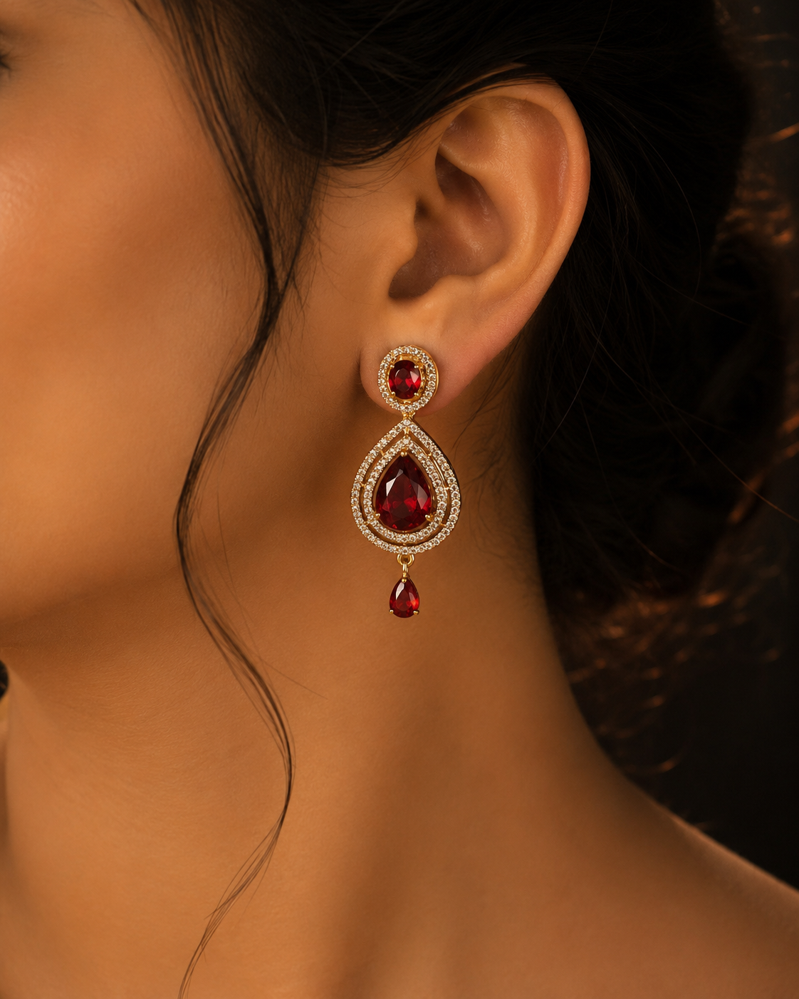 Ruby Royale Layered Necklace Set