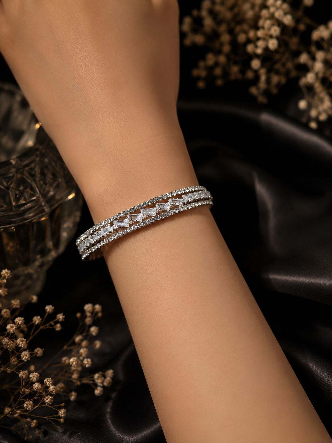 Elara Baguette Crystal Bangle