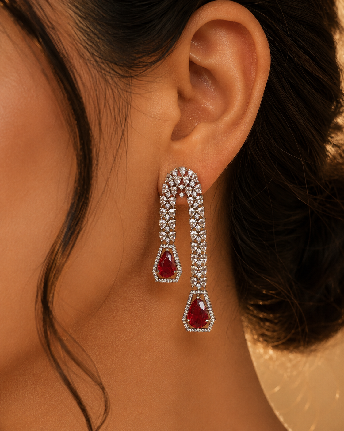 Regal Ruby Cascade Necklace Set
