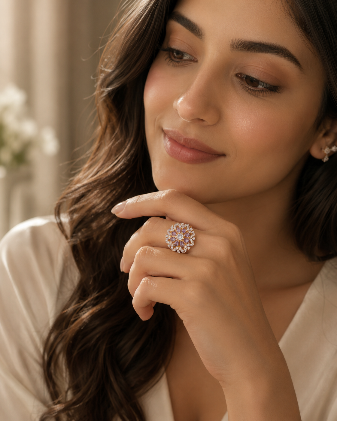 Lavender Bloom Statement Ring