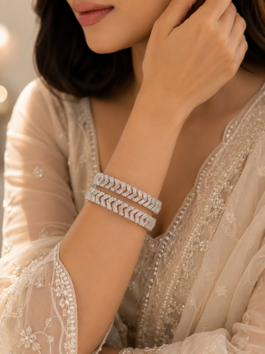 Celeste Chevron CZ Bangles