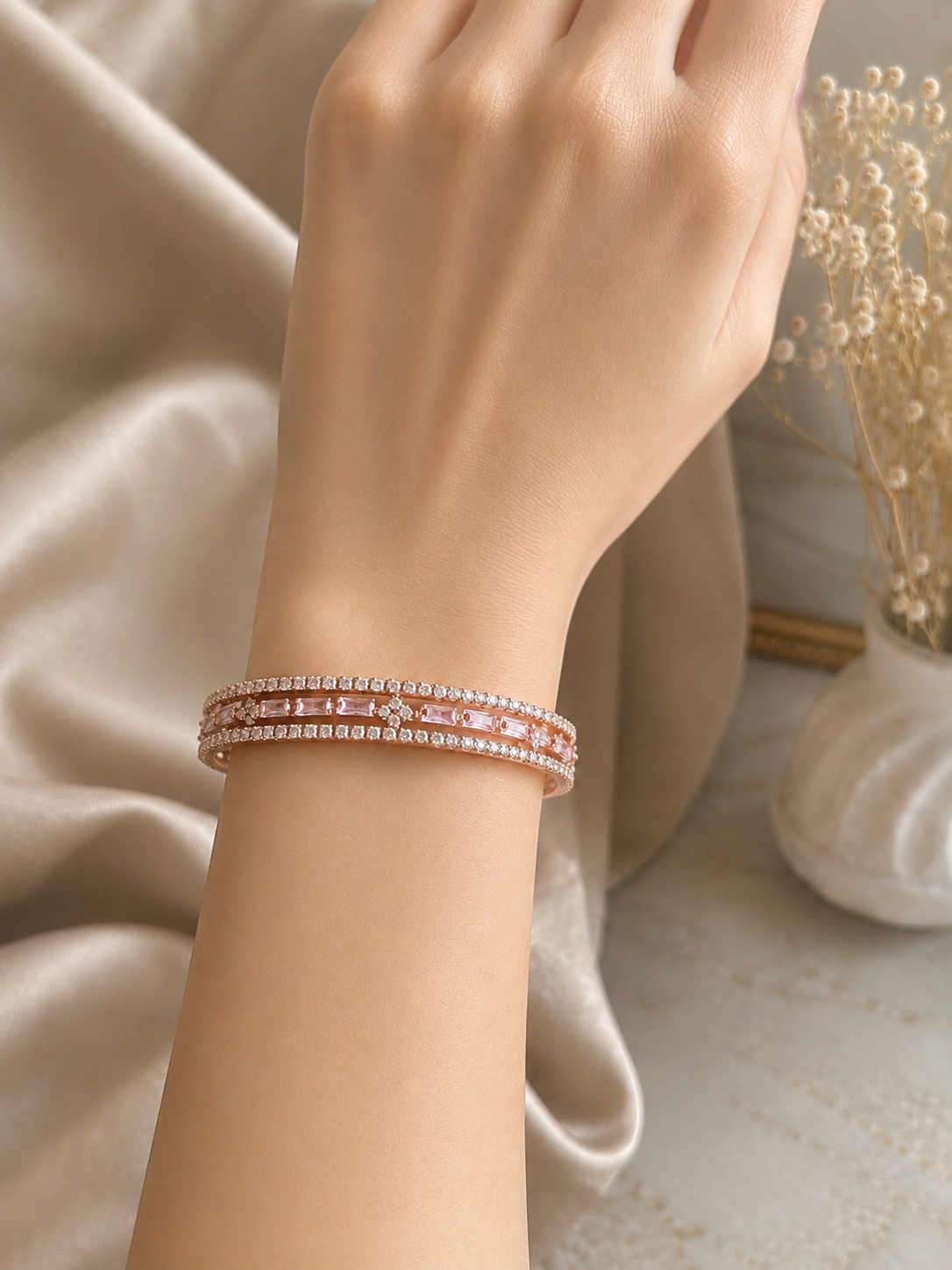 Rosé Blush Baguette Bangles