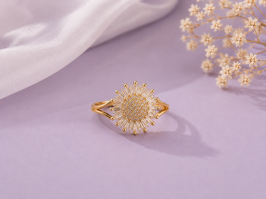Radiant Sunburst Adjustable Ring