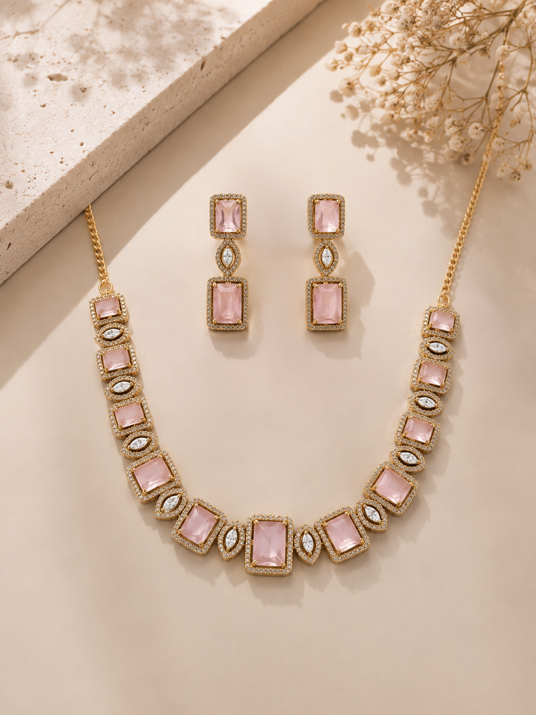 Blush Aura Luxe Necklace Set