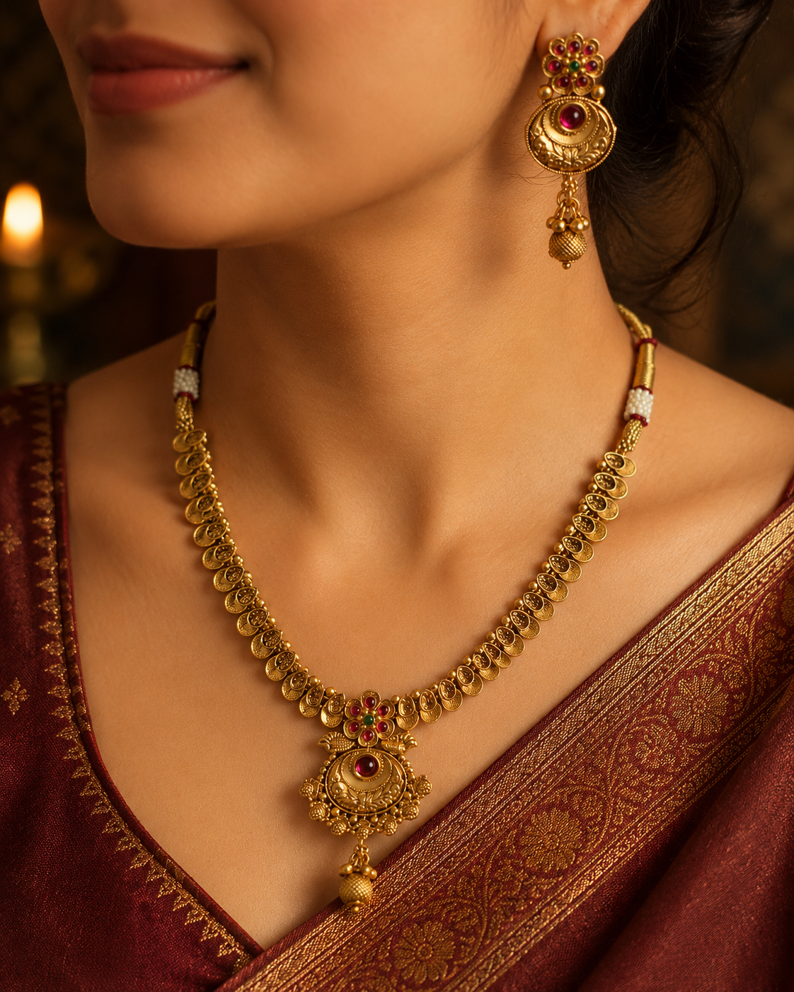 Rajsi Lakshmi Coin Temple Jewellery Set