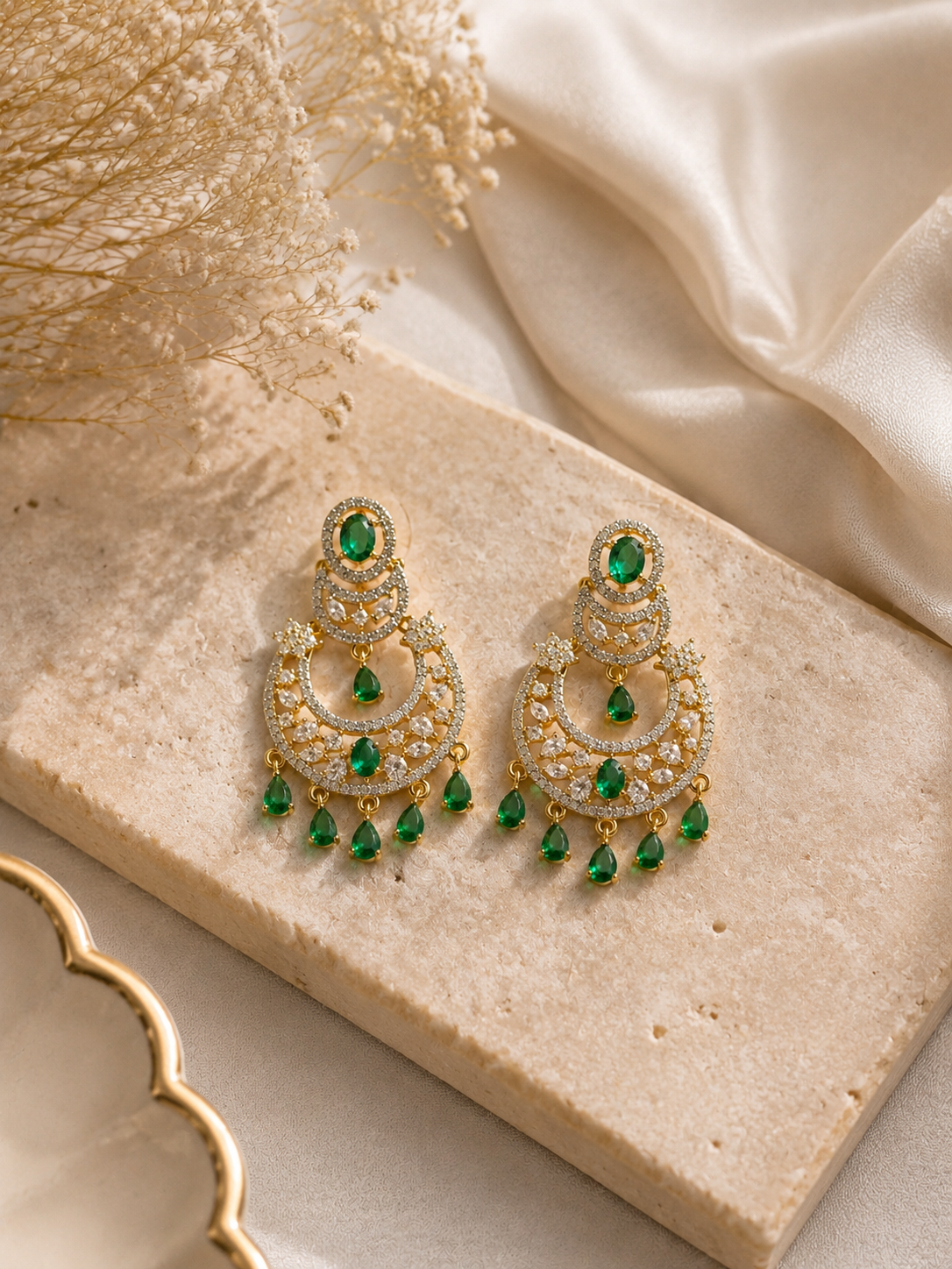 Emerald Noor Chandbali Earrings