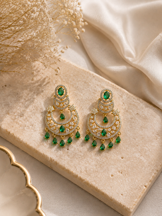 Emerald Noor Chandbali Earrings