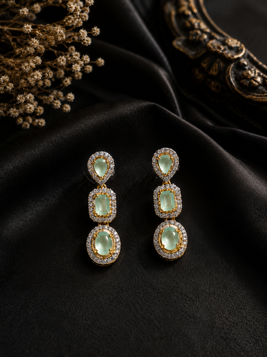 Celeste Mint Crystal Drop Earrings