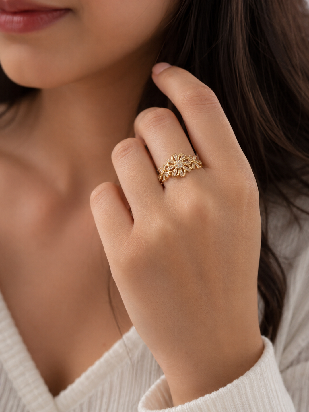 Golden Daisy Bloom Adjustable Ring