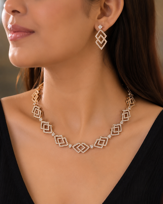 Celeste Prism Rose Gold Necklace Set
