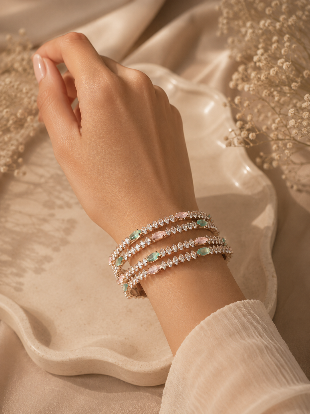 Blush Mint Elegance Bangles