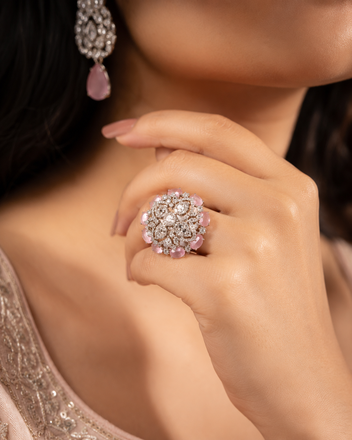 Rosé Bloom Statement Ring