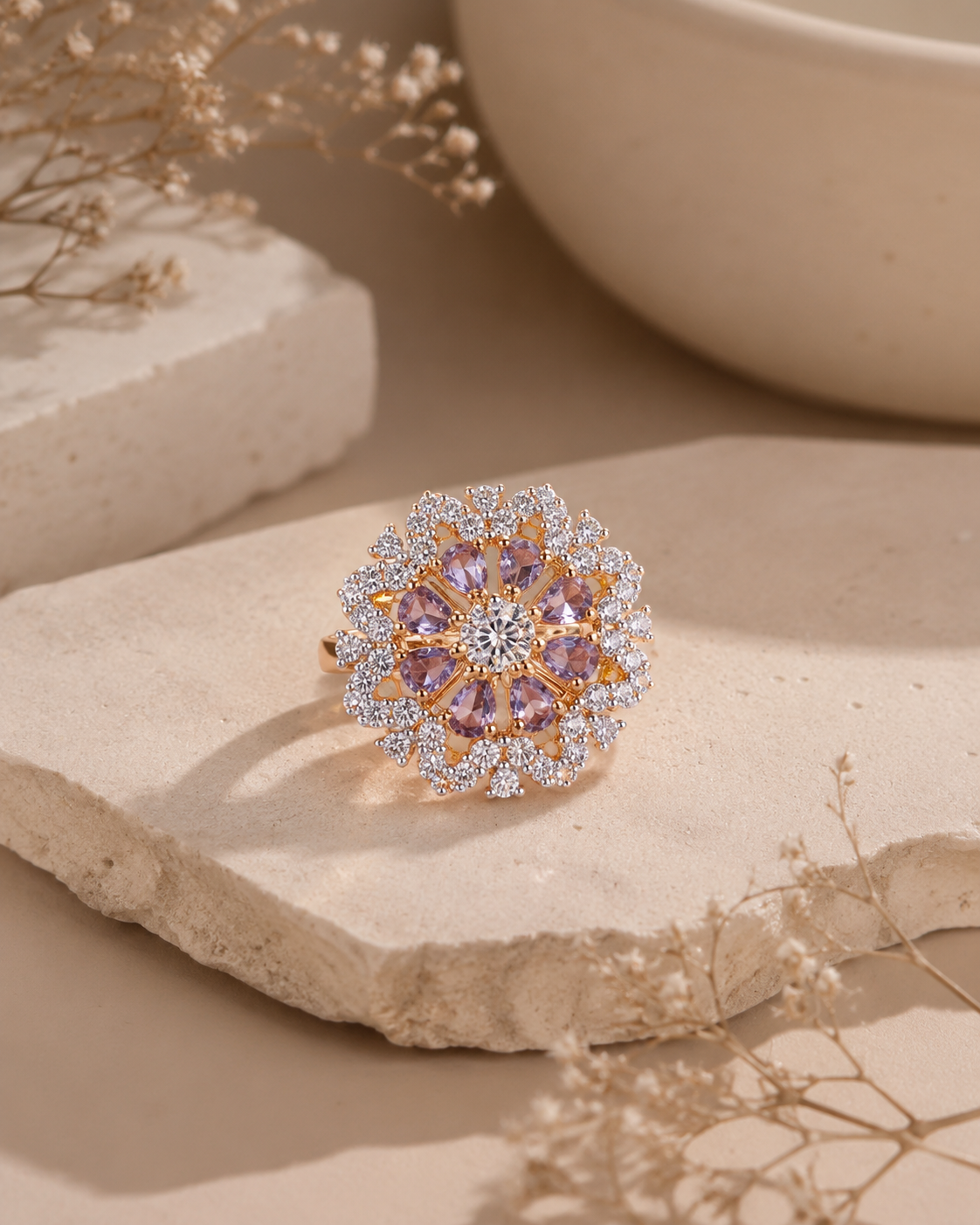 Lavender Bloom Statement Ring
