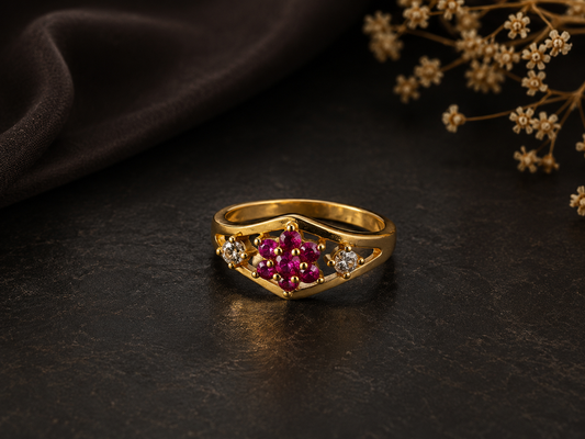 Ruby Blossom Adjustable Ring