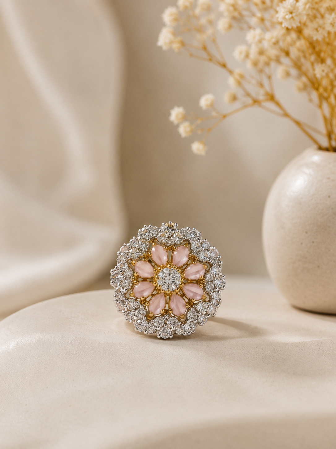 Blush Daisy Statement Ring