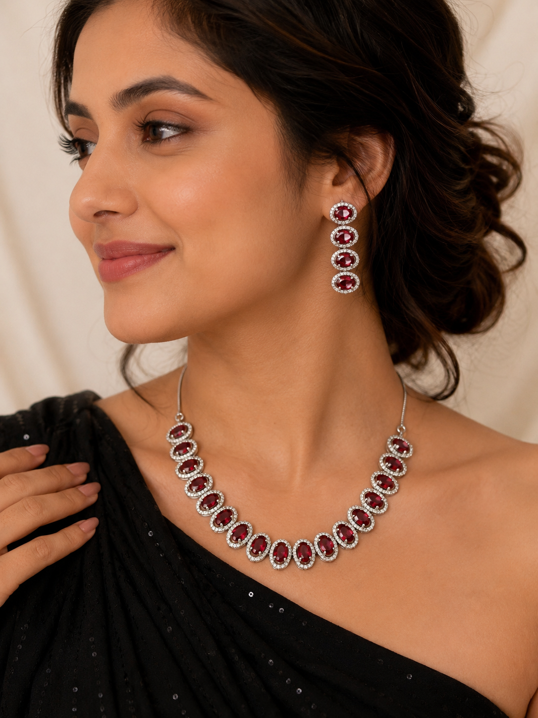 Crimson Halo Elegance Necklace Set