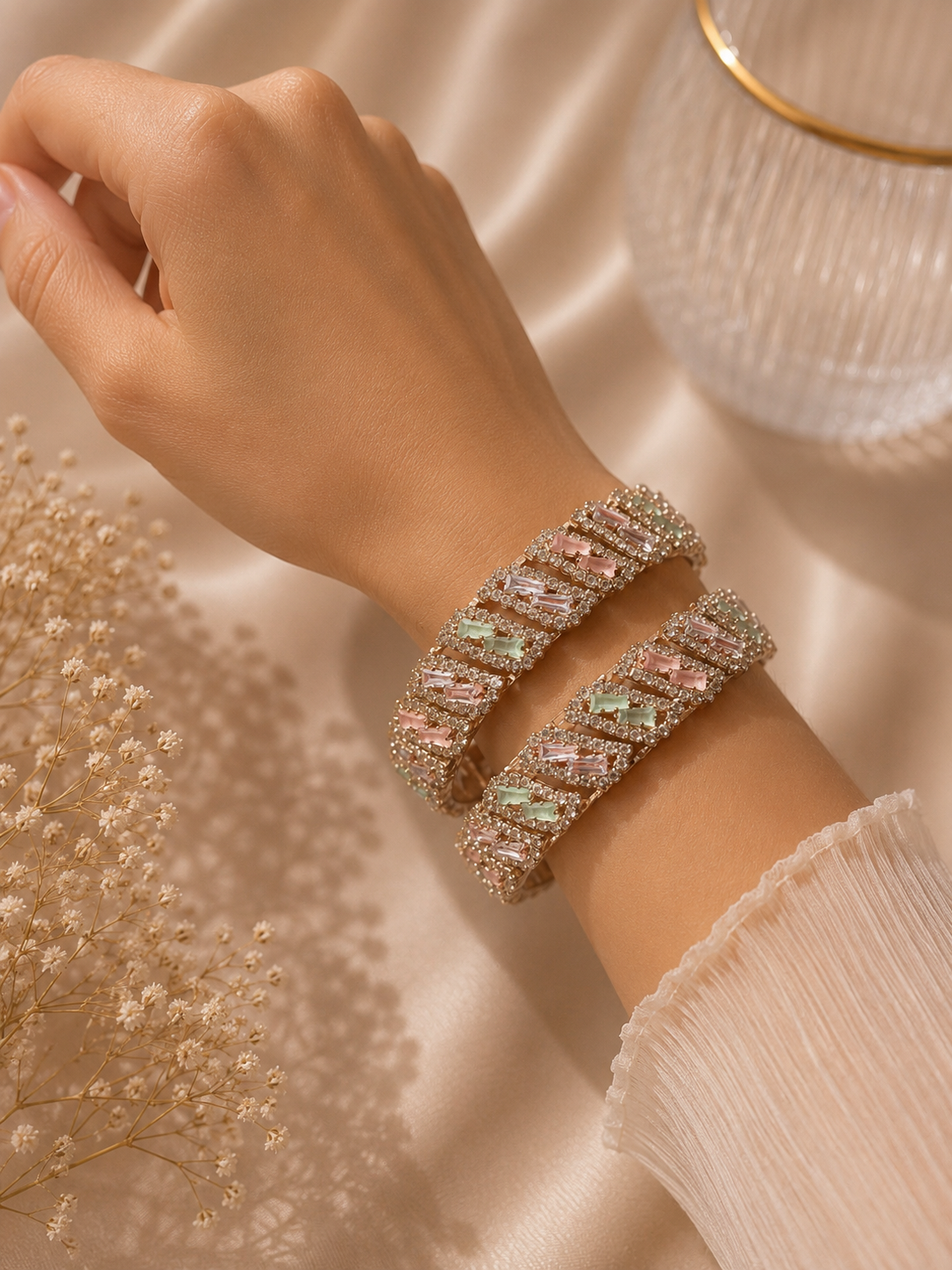 Blush Bloom Crystal Bangles