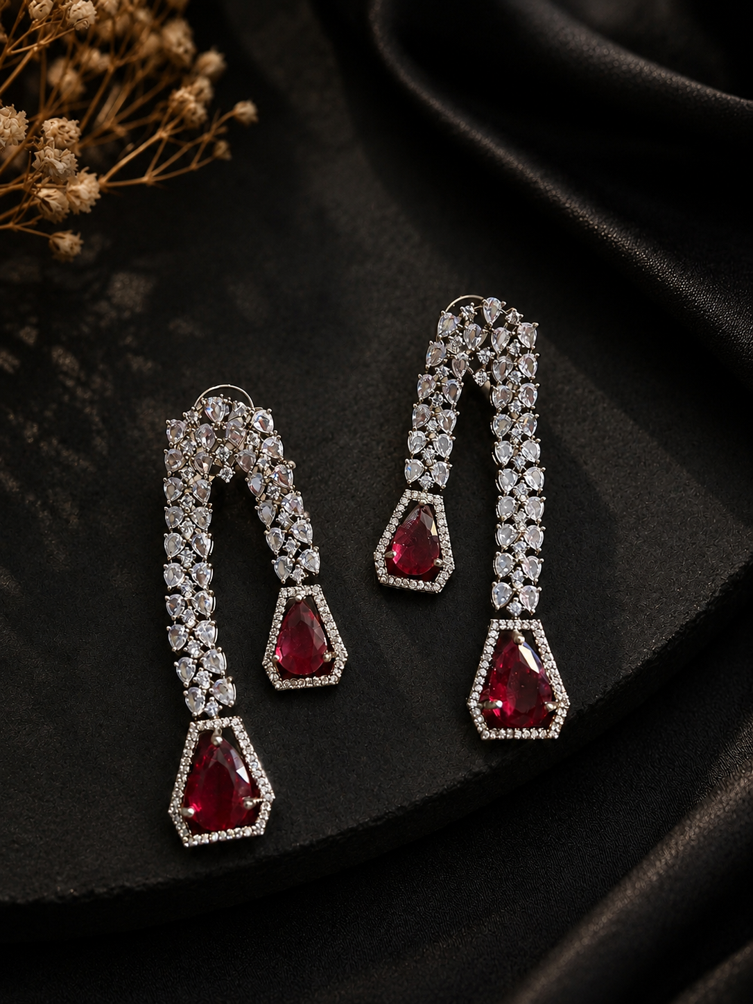 Regal Ruby Cascade Necklace Set
