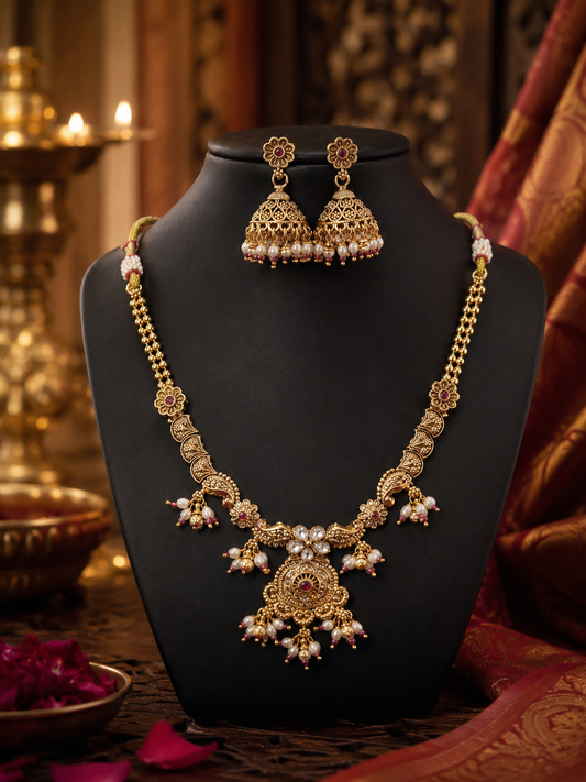 Rajsi Pearl Temple Jewellery Set