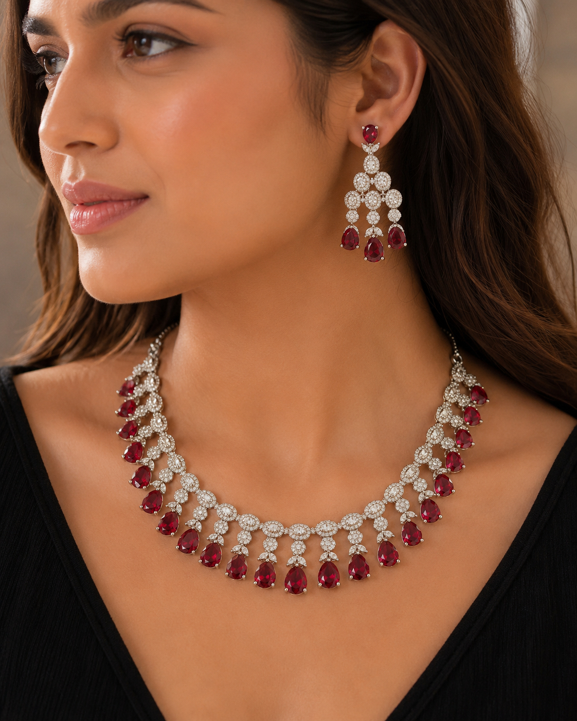 Ruby Royale Elegance Necklace Set
