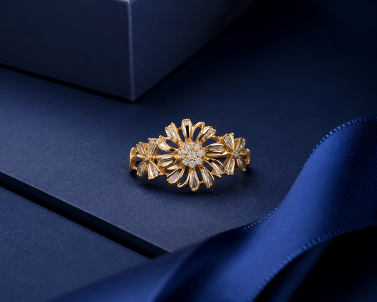 Golden Daisy Bloom Adjustable Ring