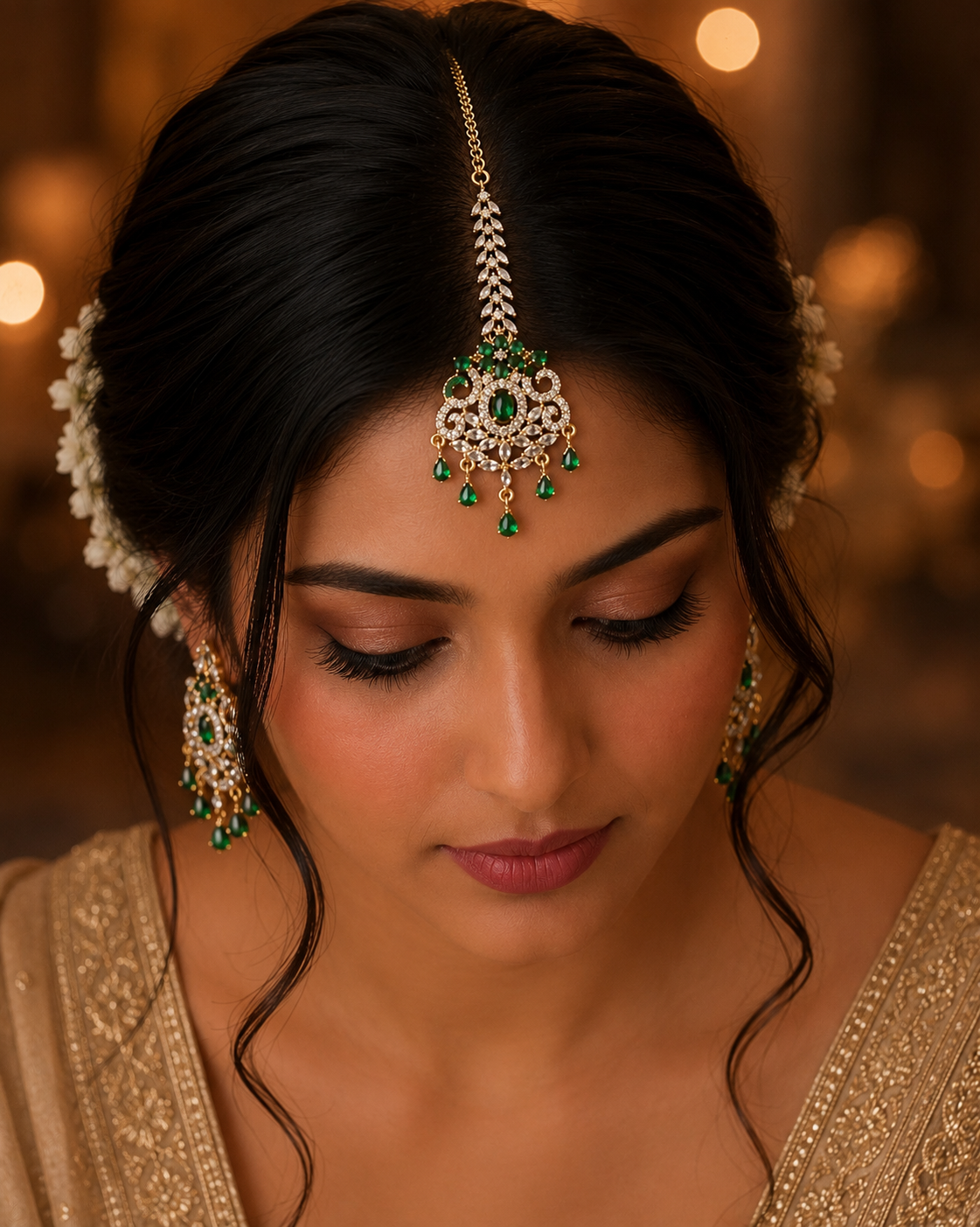 Emerald Vanya Maang Tikka