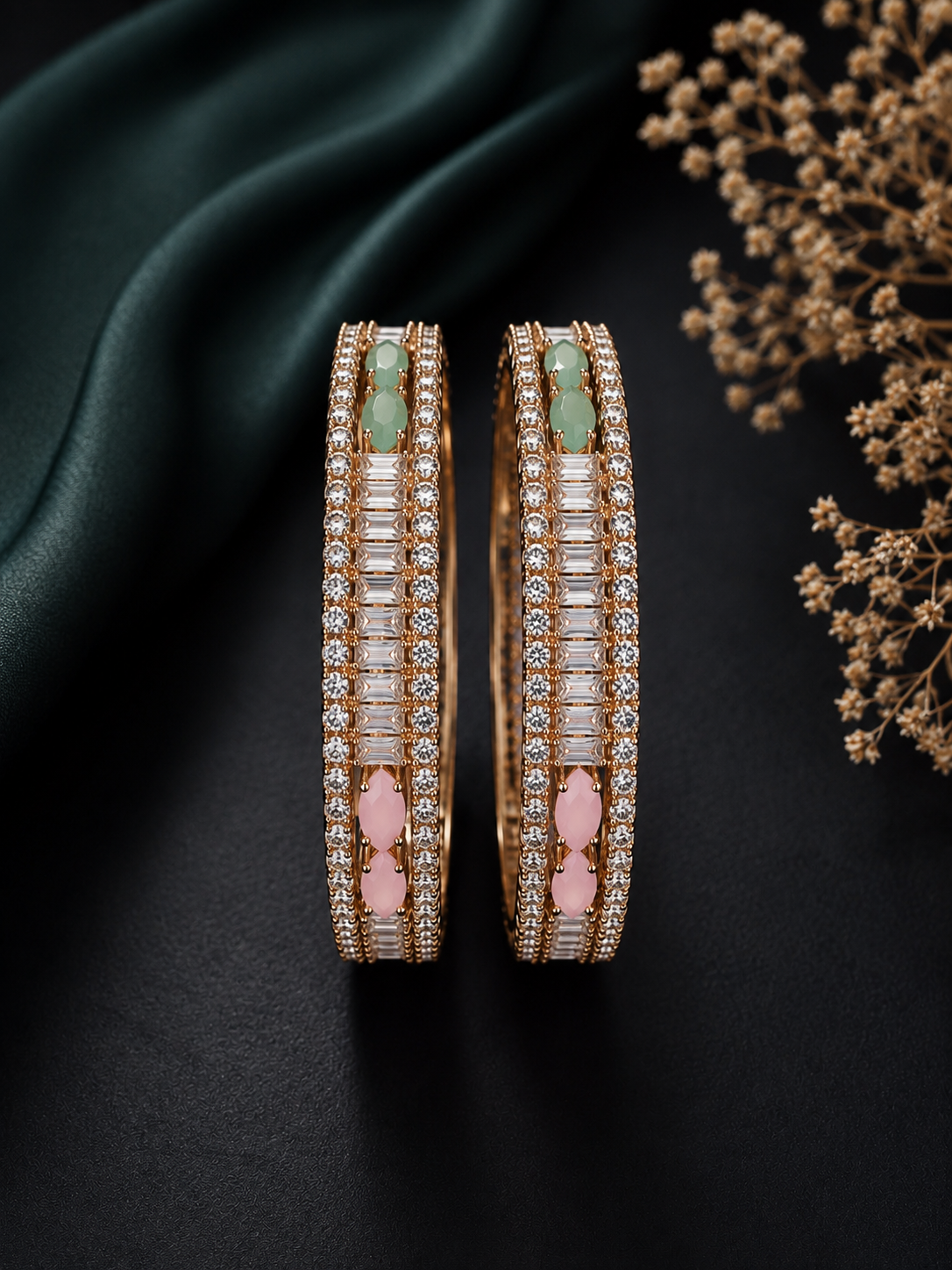 Pastel Grace Crystal Bangles