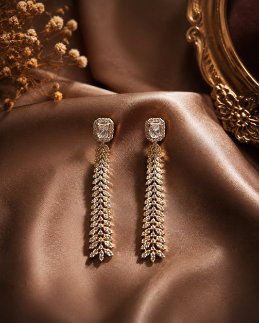 Crystal Vine Tassel Earrings