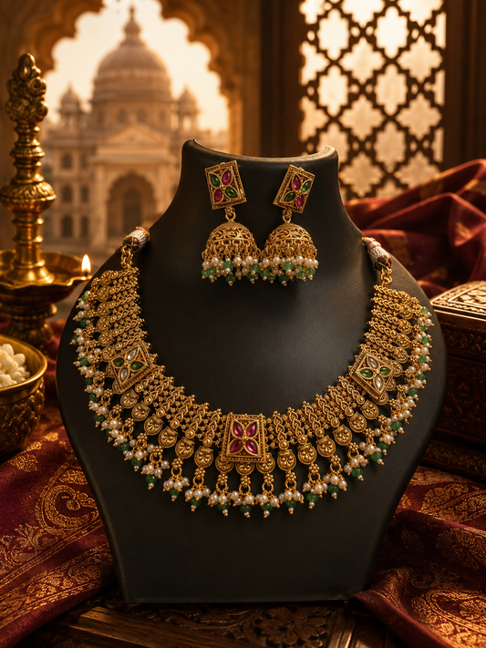 Emerald Veda Antique Necklace Set