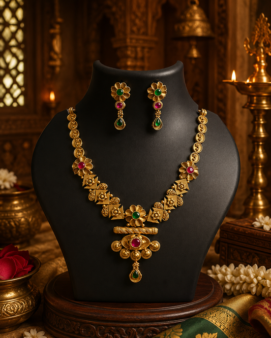 Pushpika Antique Temple Jewellery Set