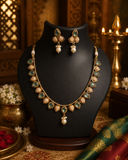 Neelanjali Pearl Temple Jewellery Set