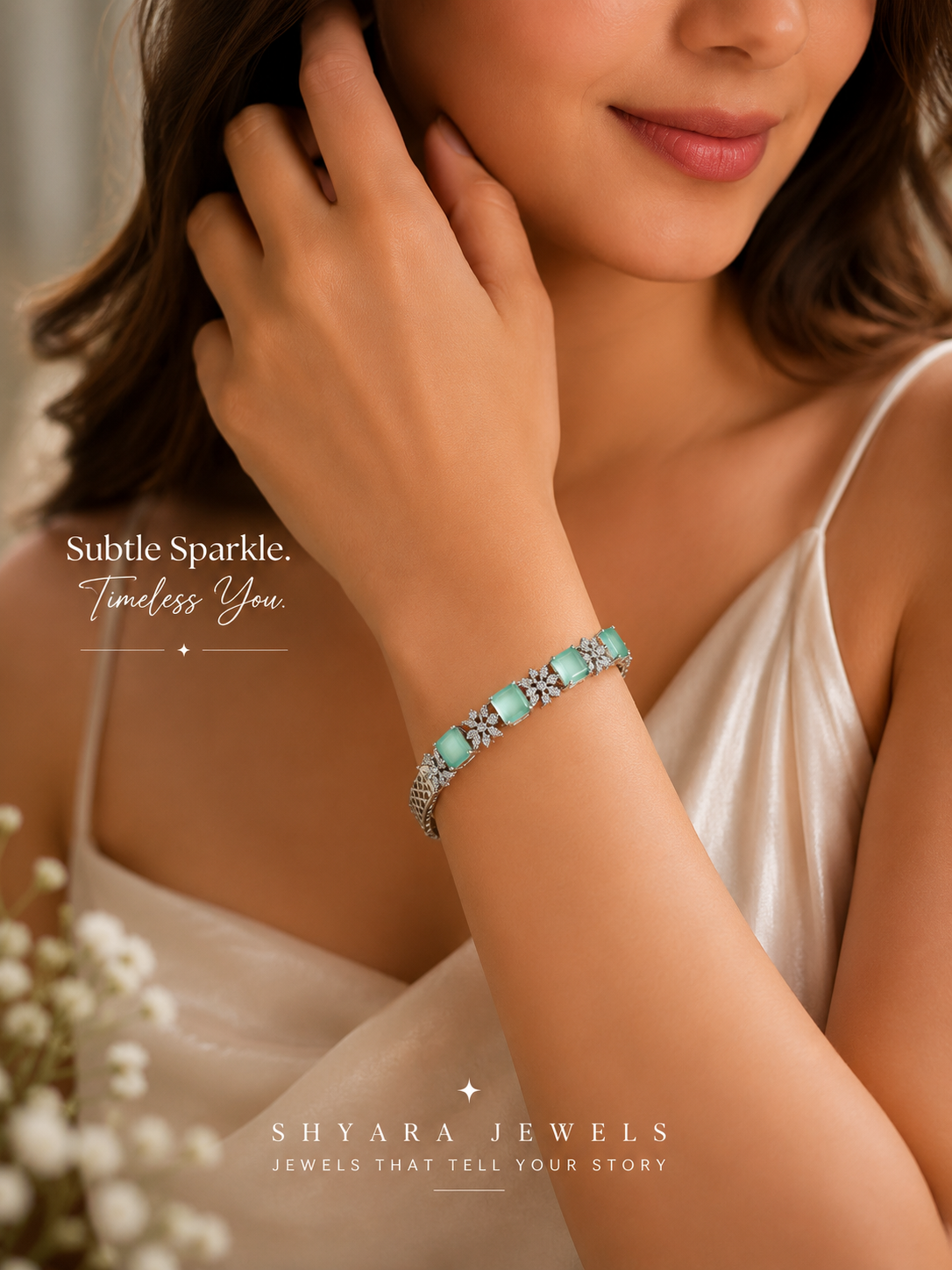 Aqua Bloom Statement Bracelet