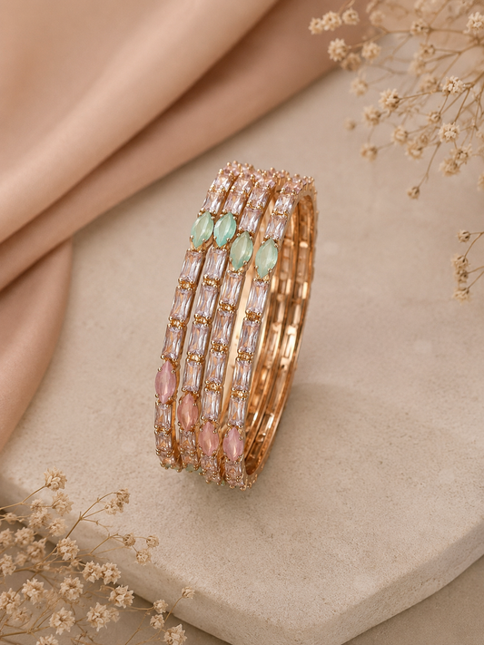 Pastel Radiance Crystal Bangles