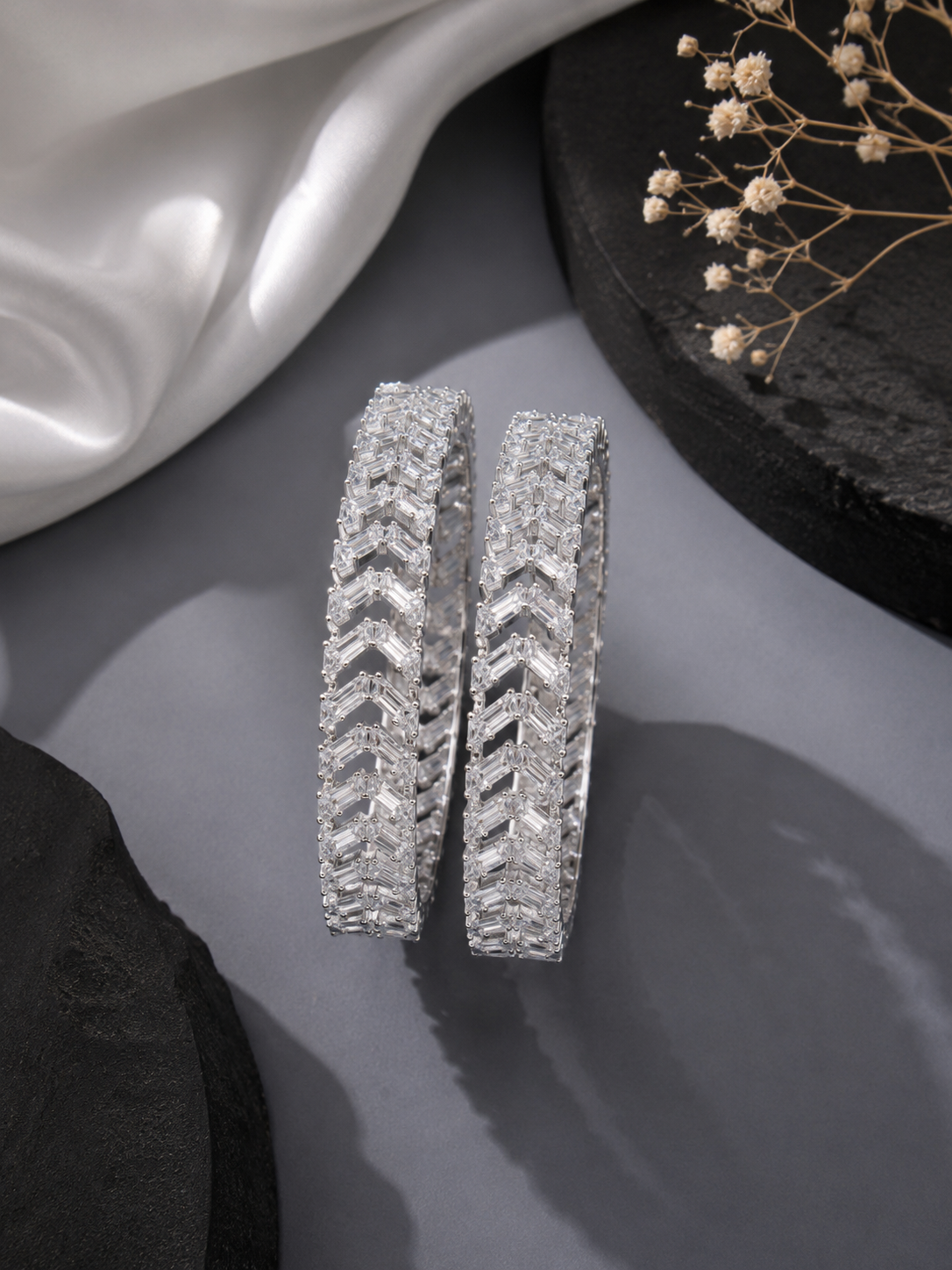 Celeste Chevron CZ Bangles