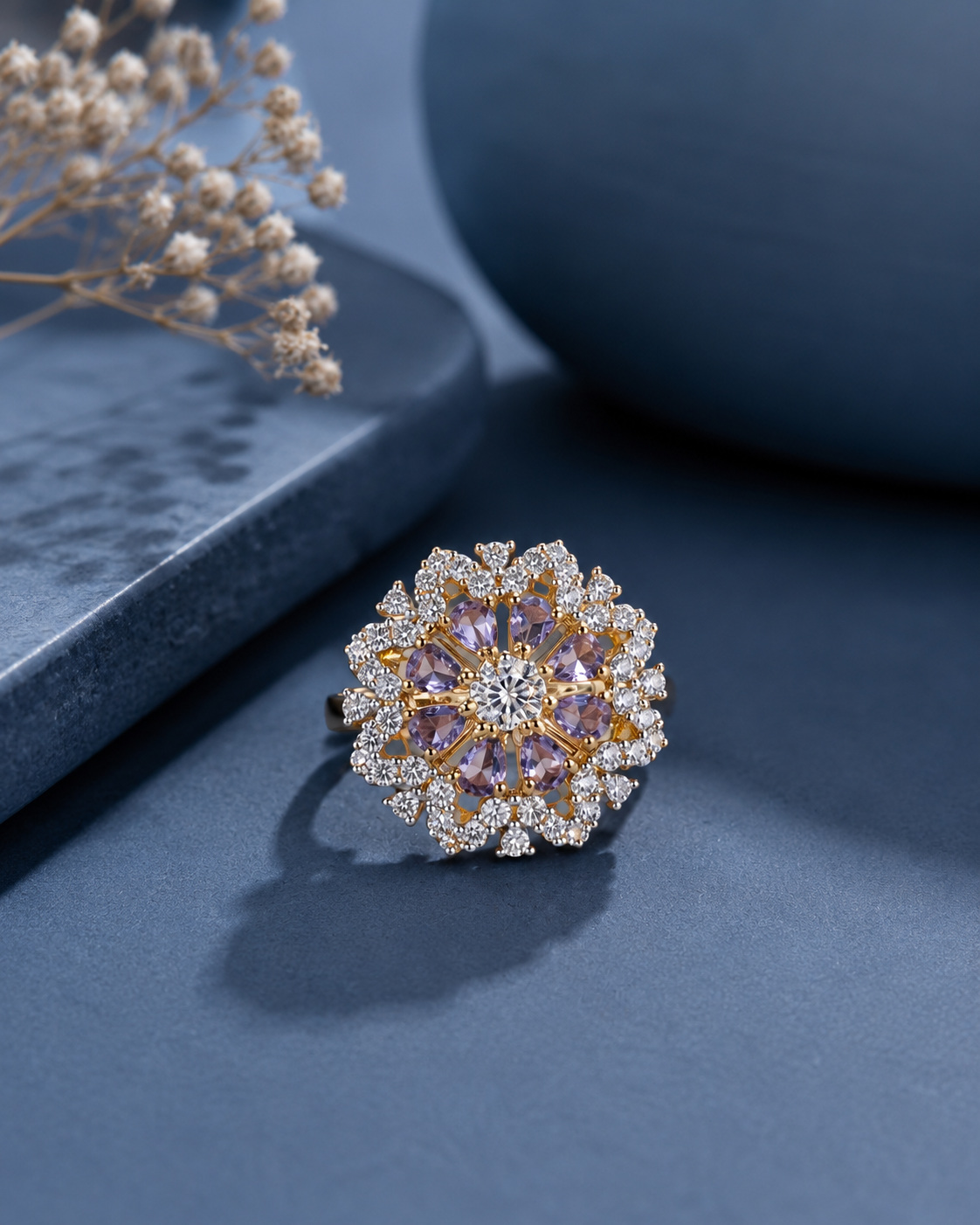 Lavender Bloom Statement Ring