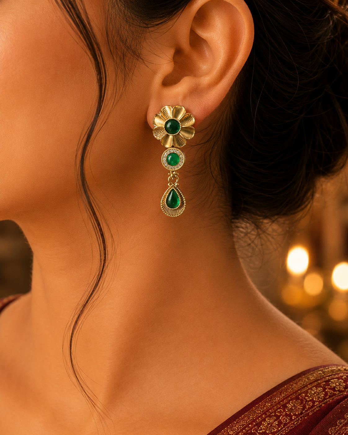 Harini Emerald Bloom Necklace Set