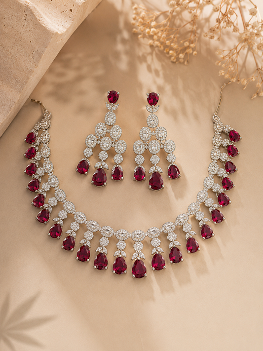 Ruby Royale Elegance Necklace Set