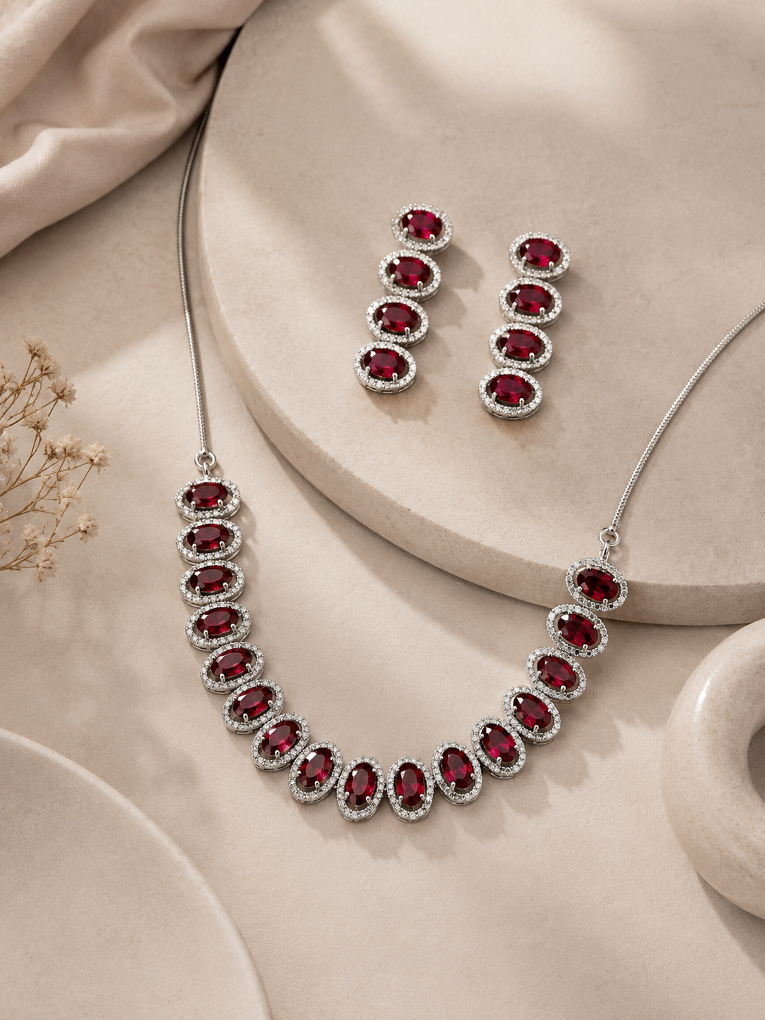 Crimson Halo Elegance Necklace Set
