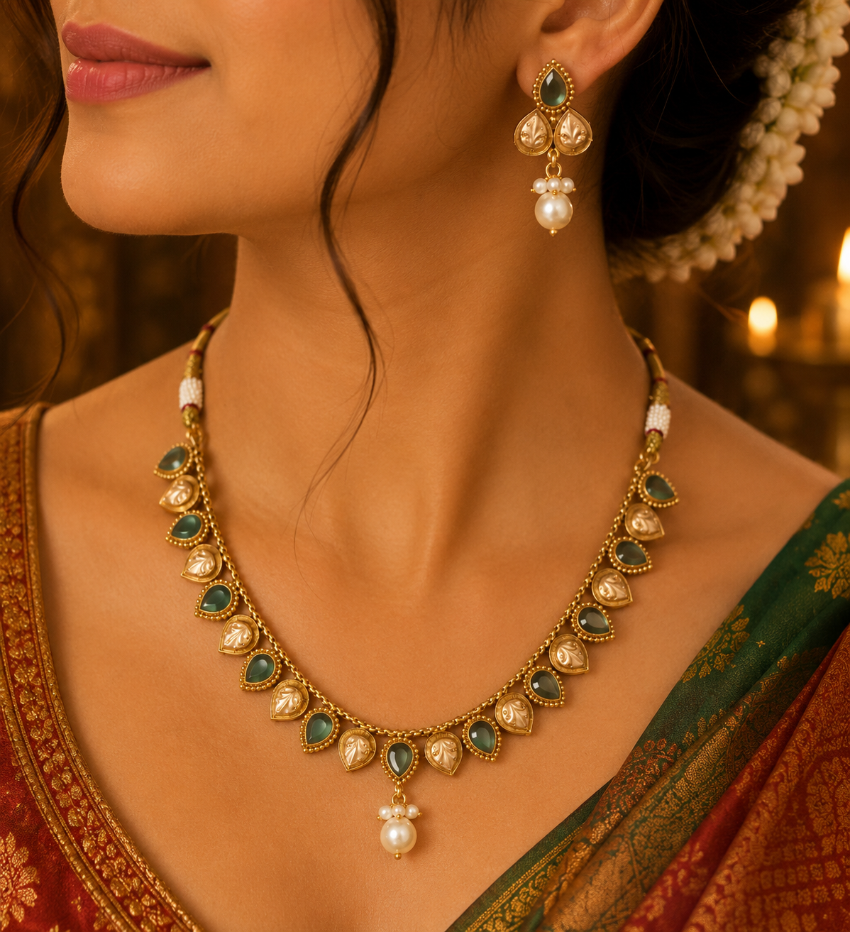 Neelanjali Pearl Temple Jewellery Set