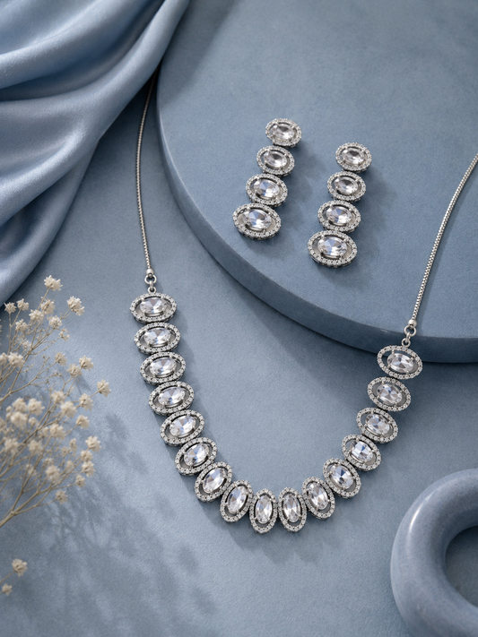 Crystal Halo Elegance Necklace Set