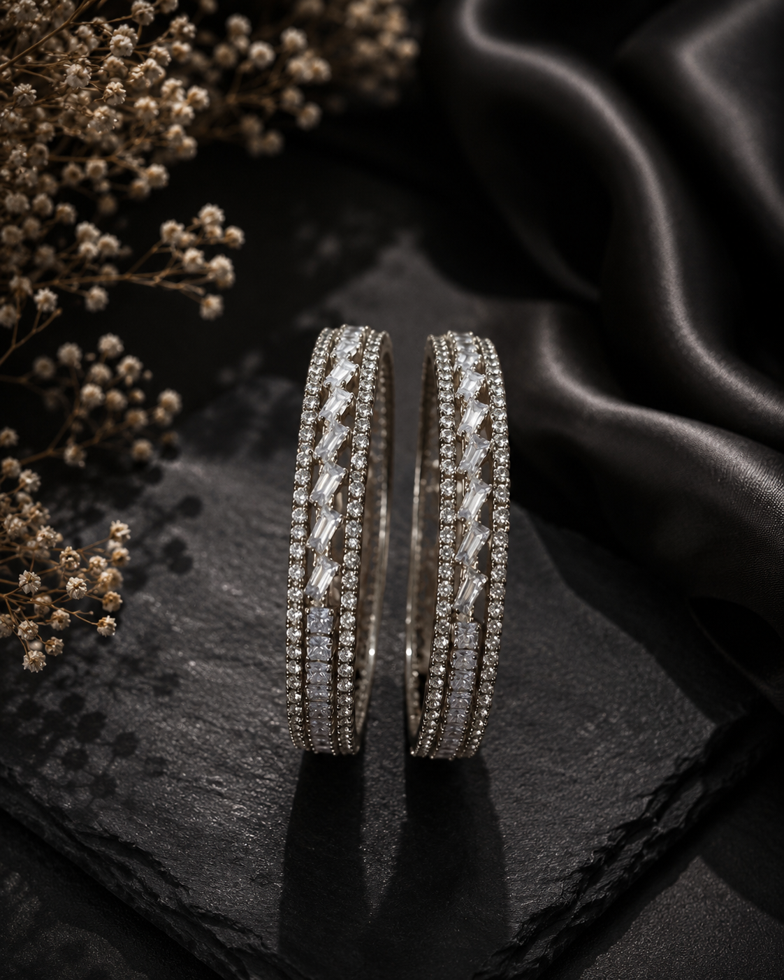 Elara Baguette Crystal Bangle