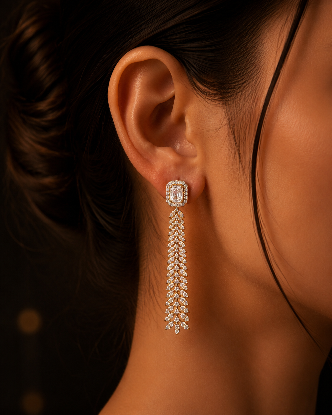 Crystal Vine Tassel Earrings