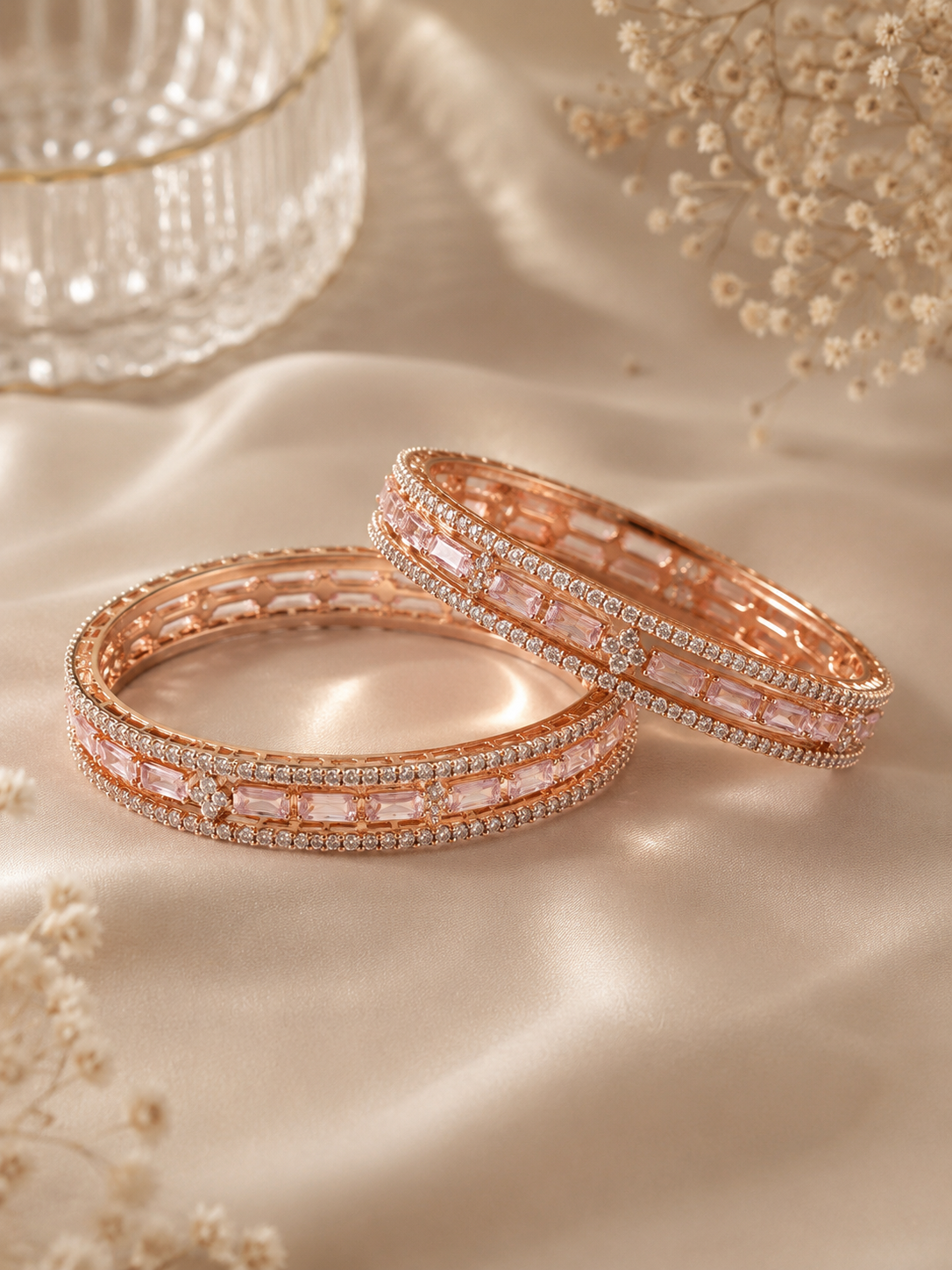 Rosé Blush Baguette Bangles